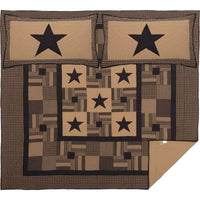 Thumbnail for Black Check Star King Quilt Set; 1-Quilt 105Wx95L w/2 Shams 21x37 VHC Brands full