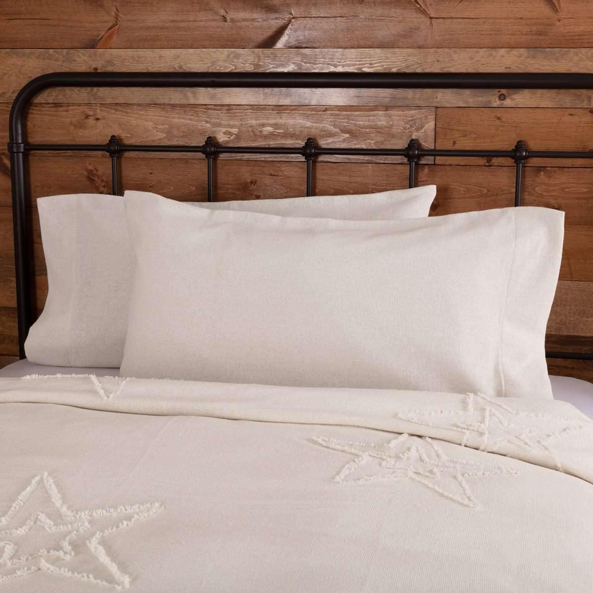 Burlap Antique White King Pillow Case Set of 2 21x40