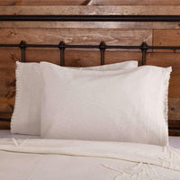 Thumbnail for Burlap Antique White Standard Pillow Case w/ Fringed Ruffle Set of 2 21x30 VHC Brands - The Fox Decor