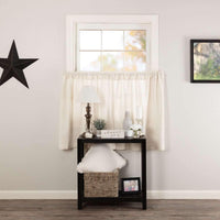 Thumbnail for Burlap Antique White Tier Curtain Set of 2 L36xW36 - The Fox Decor