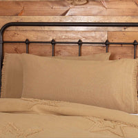 Thumbnail for Burlap Natural King Pillow Case w/ Fringed Ruffle Set of 2 21x40