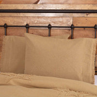 Thumbnail for Burlap Natural Standard Pillow Case w/ Fringed Ruffle Set of 2 21x30