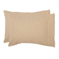 Thumbnail for Burlap Vintage Standard Pillow Case w/ Fringed Ruffle Set of 2 21x30 VHC Brands - The Fox Decor