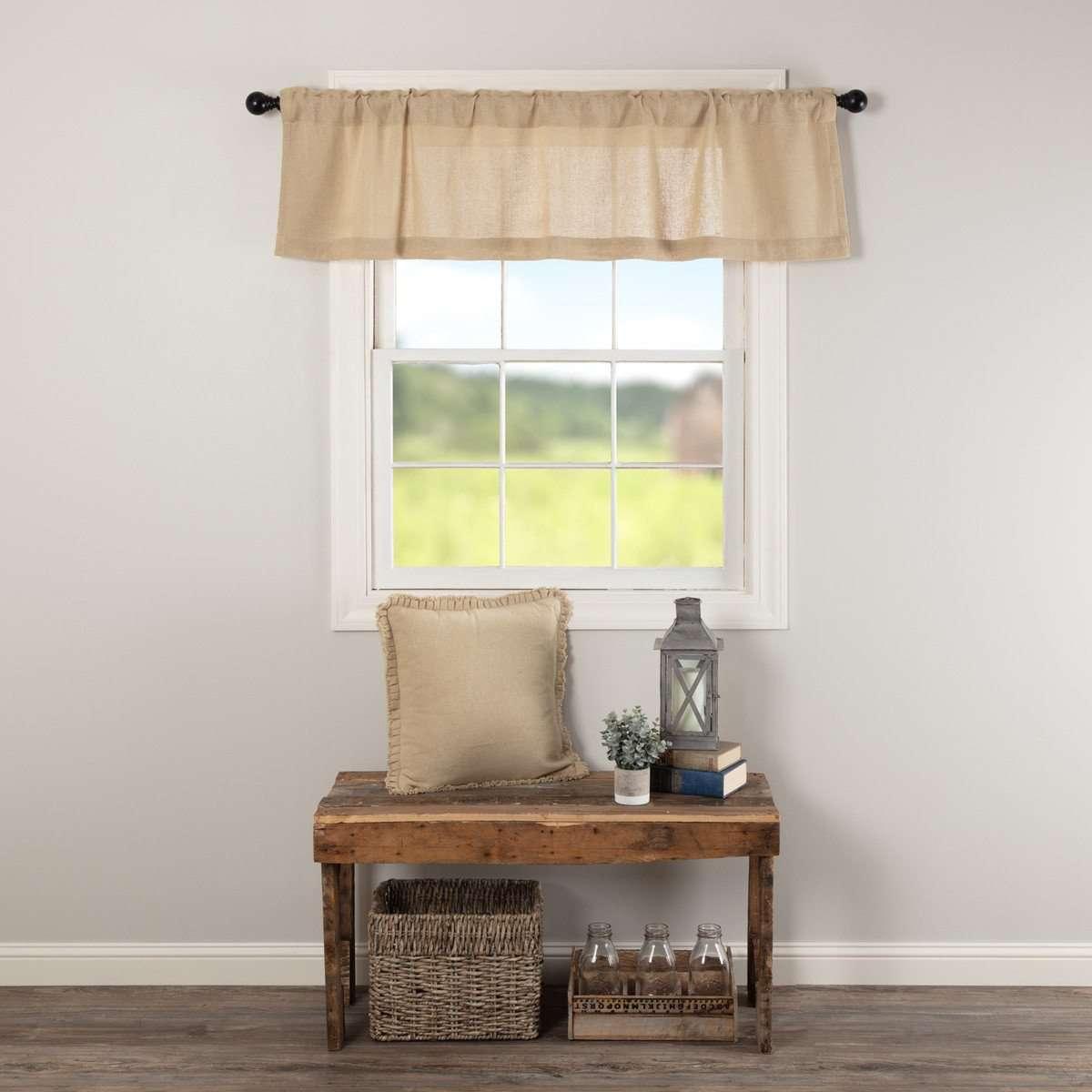 Burlap Valance Curtains Natural, White, Chocolate - The Fox Decor