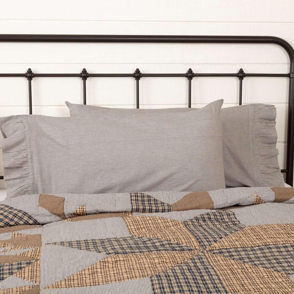 Dakota Star Farmhouse Blue Ticking Stripe King Pillow Case Set of 2 21x40 VHC Brands - The Fox Decor