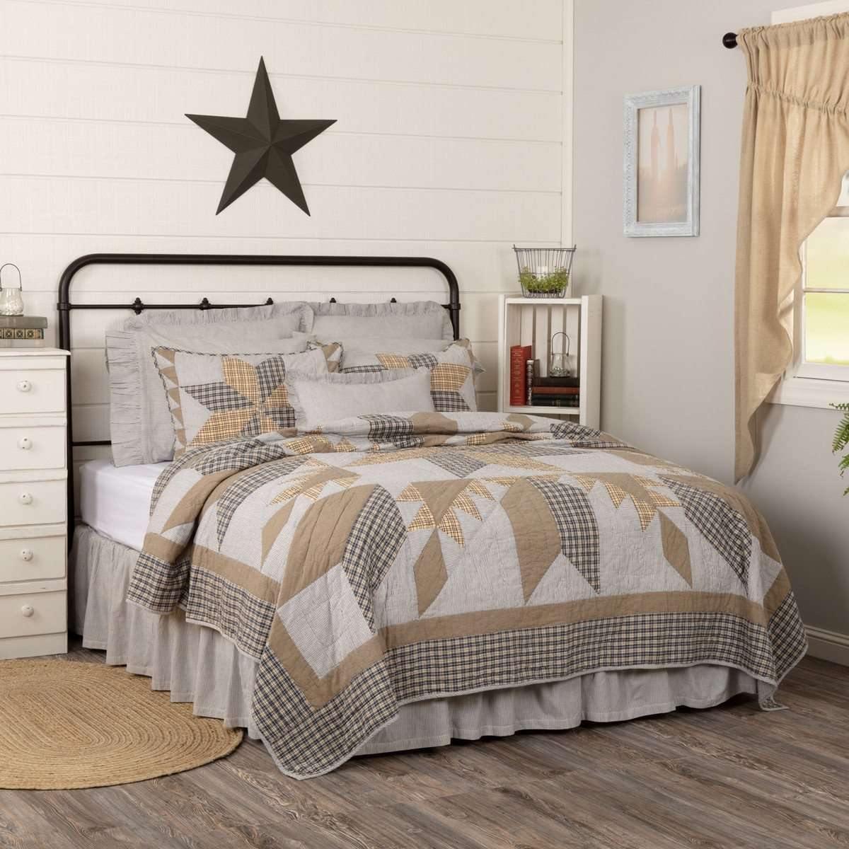 Dakota Star Farmhouse Blue King Quilt 105Wx95L VHC Brands