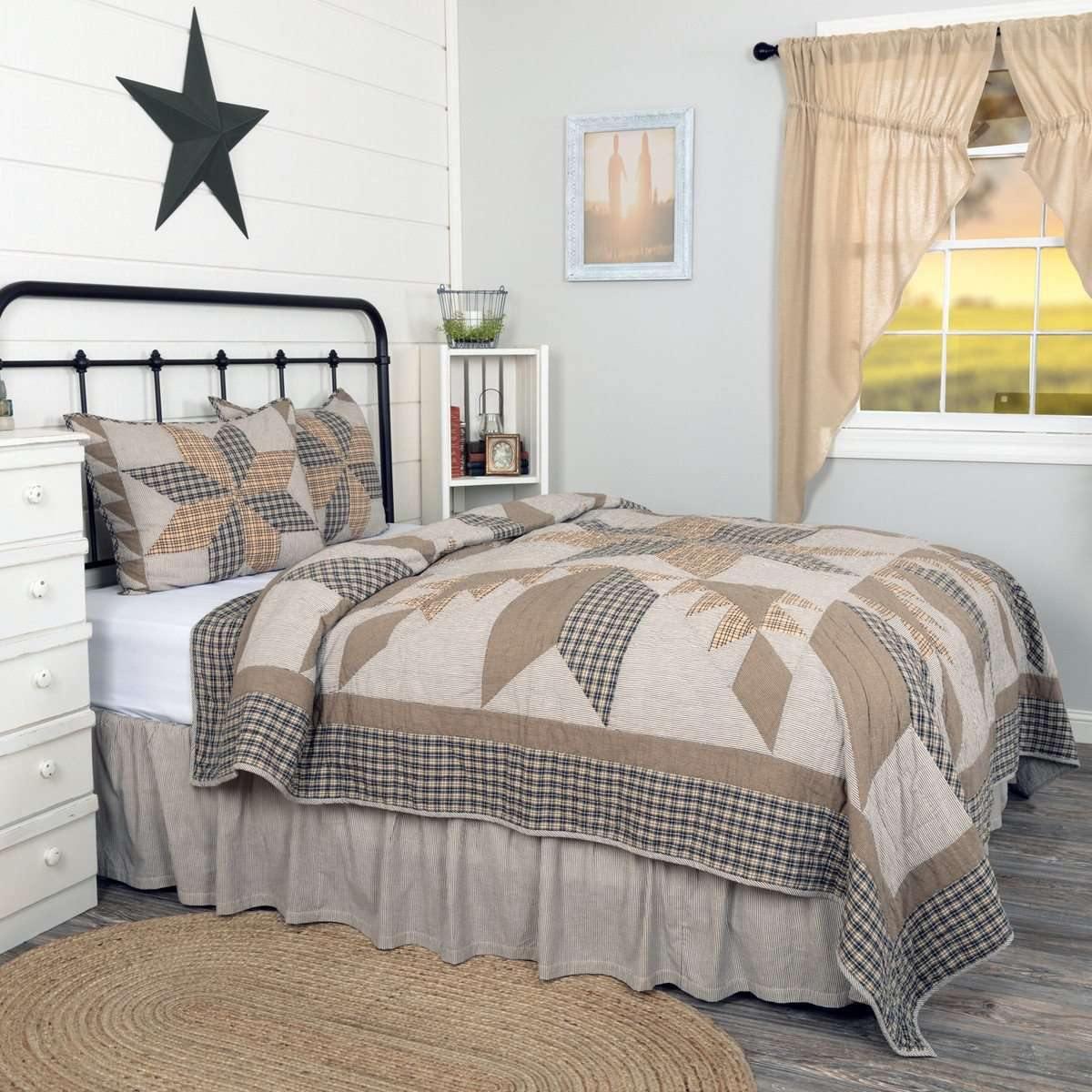 Dakota Star Farmhouse Blue Twin Quilt Set (1 Quilt 68Wx86L & 2 Shams 21x27) VHC Brands online