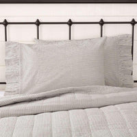 Thumbnail for Hatteras Seersucker Blue Ticking Stripe Standard Pillow Case Set of 2 21x30