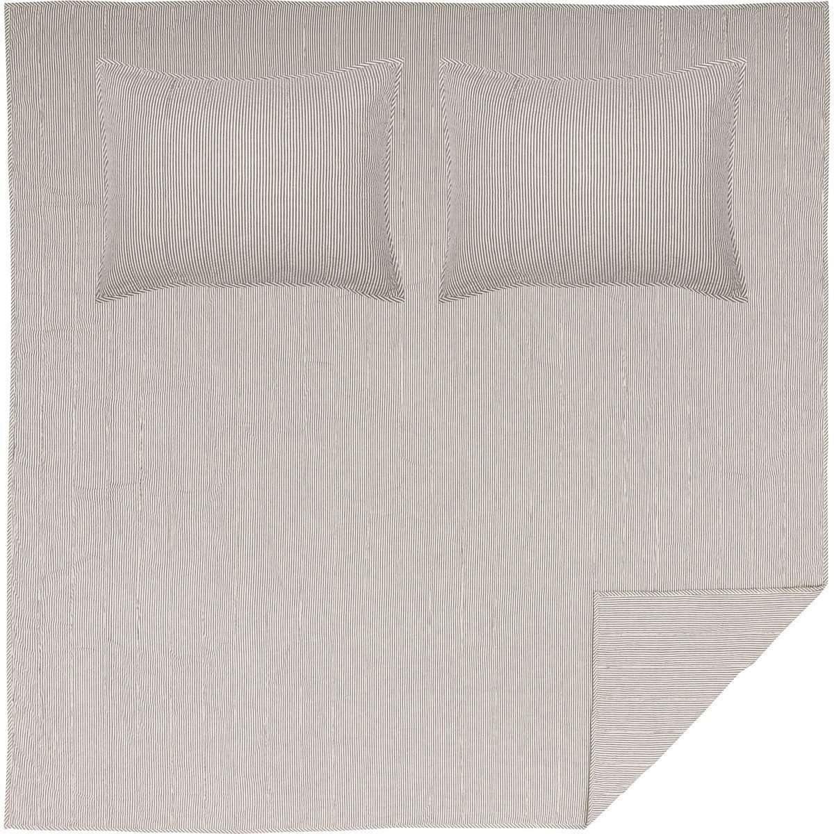 Hatteras Seersucker Blue Ticking Stripe Quilt Coverlet Set VHC Brands queen