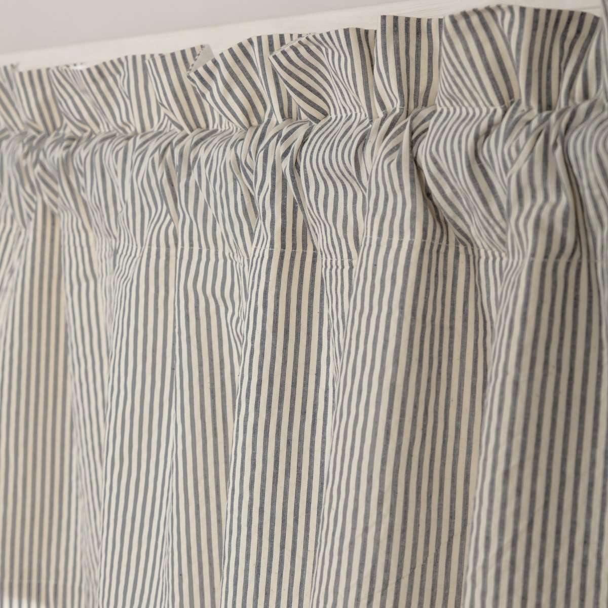 Hatteras Seersucker Blue Ticking Stripe Valance Curtain 16x72 VHC Brands - The Fox Decor