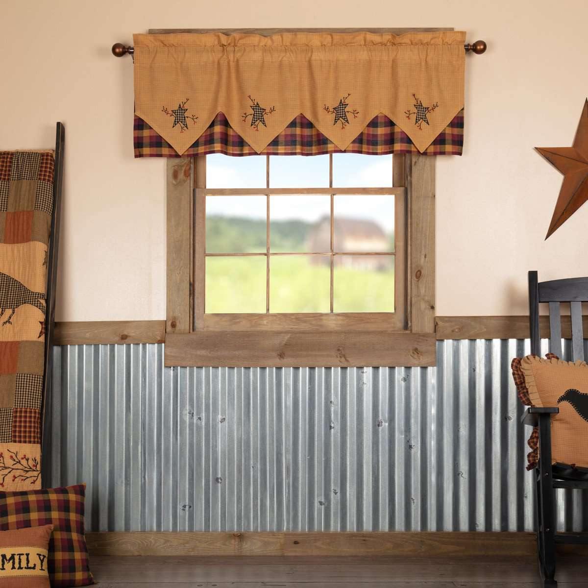 Heritage Farms Primitive Star and Pip Valance Layered Curtain 20x60 VHC Brands - The Fox Decor