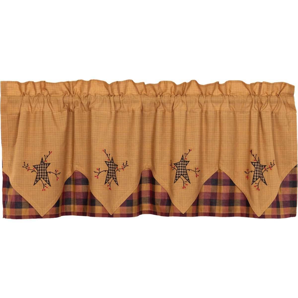 Heritage Farms Primitive Star and Pip Valance Layered Curtain 20x60 VHC Brands - The Fox Decor