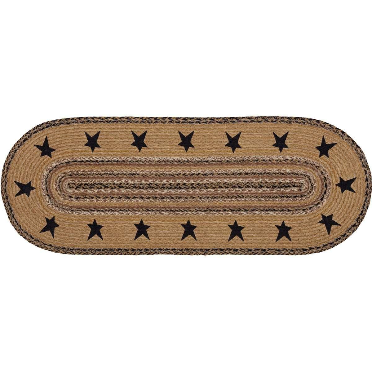 Kettle Grove Stencil Stars Border Jute Braided Table Runner VHC Brands - The Fox Decor
