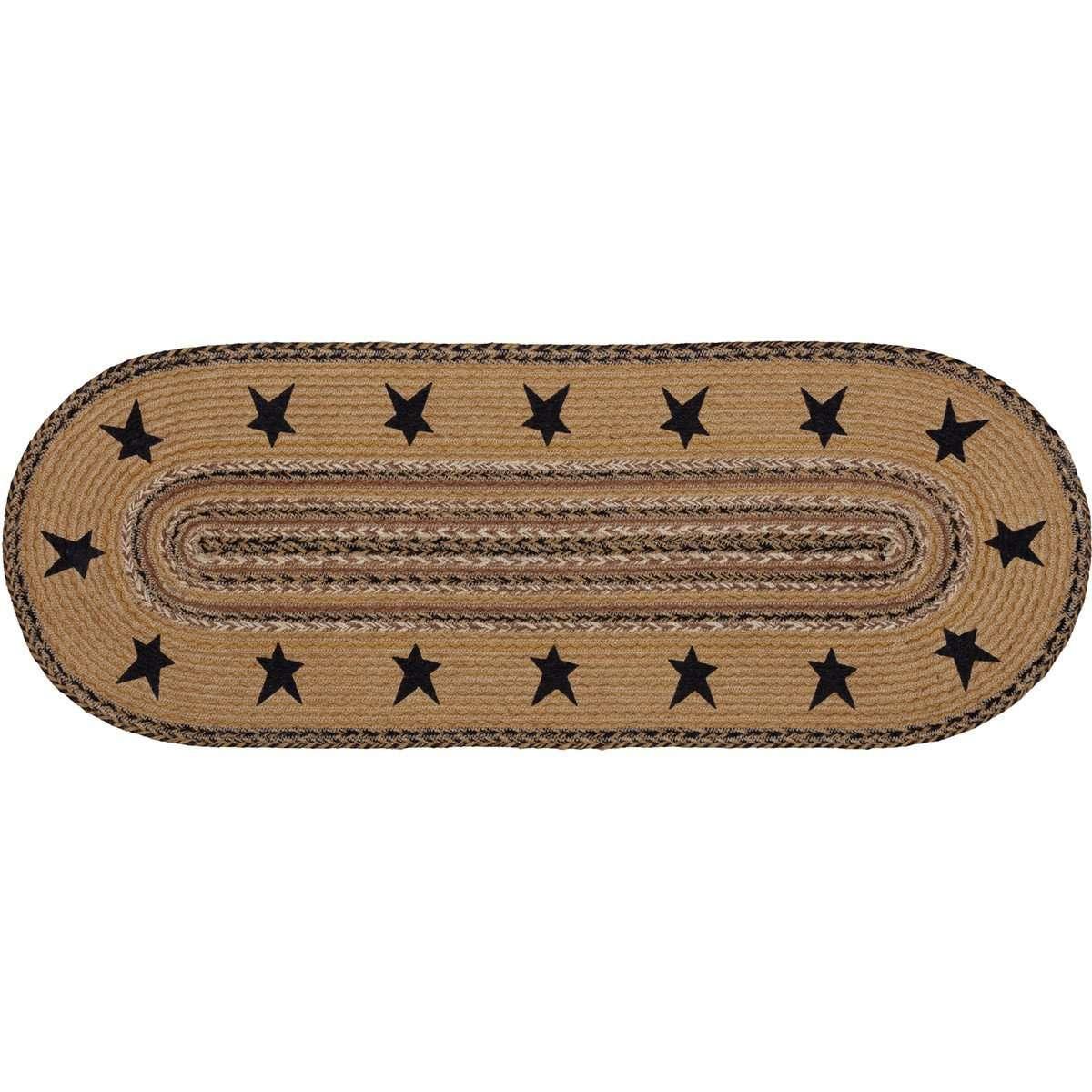 Kettle Grove Stencil Stars Border Jute Braided Table Runner VHC Brands - The Fox Decor