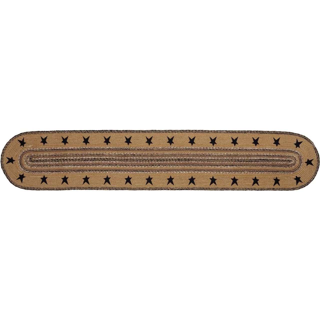 Kettle Grove Jute Runner Stencil Stars Border 13x72 VHC Brands - The Fox Decor