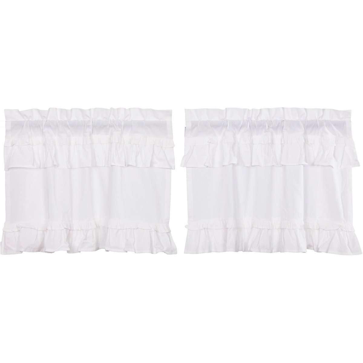 Muslin Ruffled Bleached White Tier Curtain Set of 2 L24xW36 VHC Brands - The Fox Decor