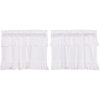 Thumbnail for Muslin Ruffled Bleached White Tier Curtain Set of 2 L24xW36 VHC Brands - The Fox Decor