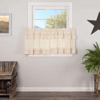 Thumbnail for Muslin Ruffled Unbleached Natural Tier Curtain Set of 2 L24xW36 VHC Brands - The Fox Decor