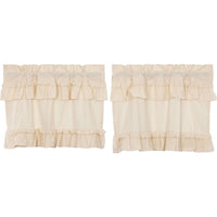 Thumbnail for Muslin Ruffled Unbleached Natural Tier Curtain Set of 2 L24xW36 VHC Brands - The Fox Decor