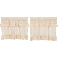 Thumbnail for Muslin Ruffled Unbleached Natural Tier Curtain Set of 2 L24xW36 VHC Brands - The Fox Decor