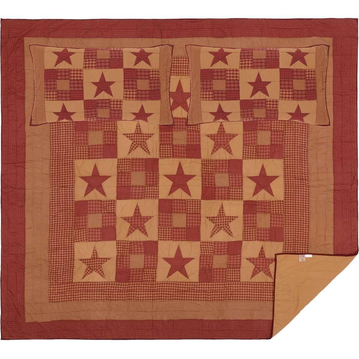 Ninepatch Star King Quilt Set; 1-Quilt 105Wx95L w/2 Shams 21x37 VHC Brands - The Fox Decor