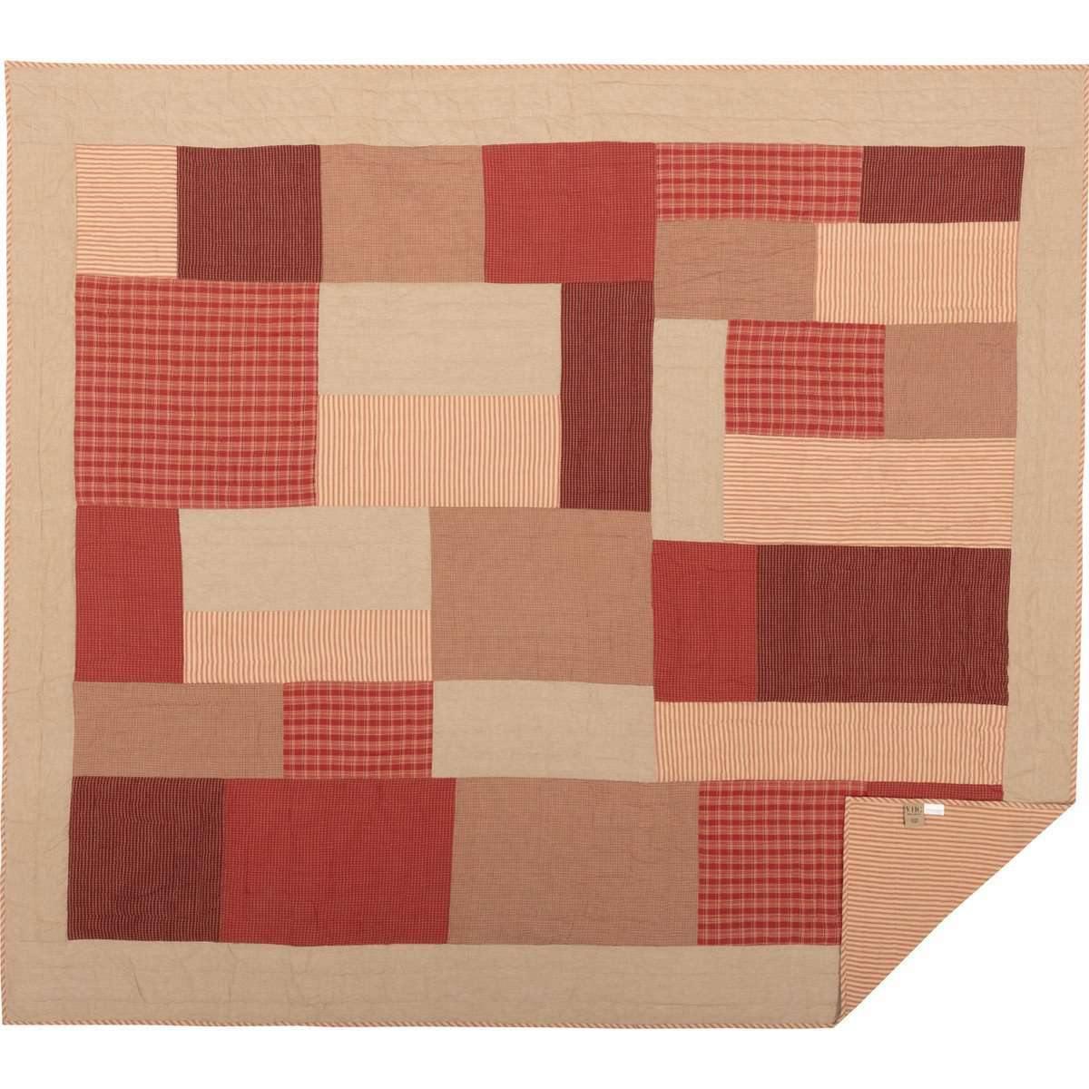 Rory Schoolhouse Red Luxury King Quilt 120Wx105L VHC Brands full