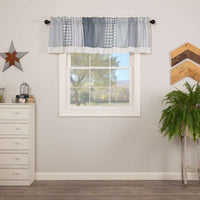 Thumbnail for Sawyer Mill Patchwork Valance Curtains Blue, Charcoal, Red - The Fox Decor