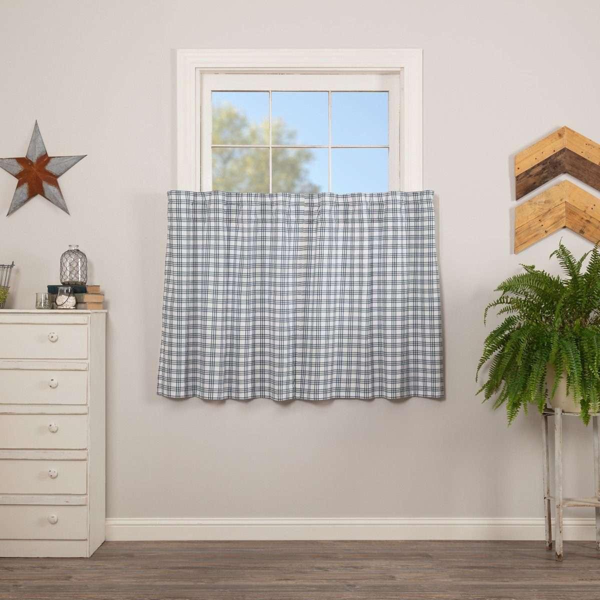 Sawyer Mill Blue Plaid Tier Curtain Set VHC Brands - The Fox Decor