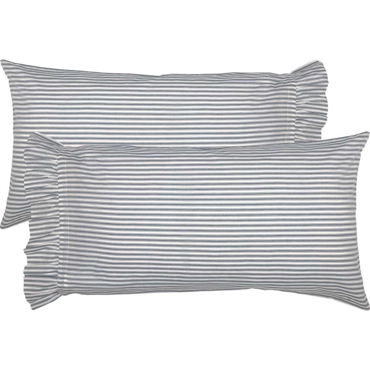 Sawyer Mill Blue Ticking Stripe King Pillow Case Set of 2 21x40 VHC Brands - The Fox Decor