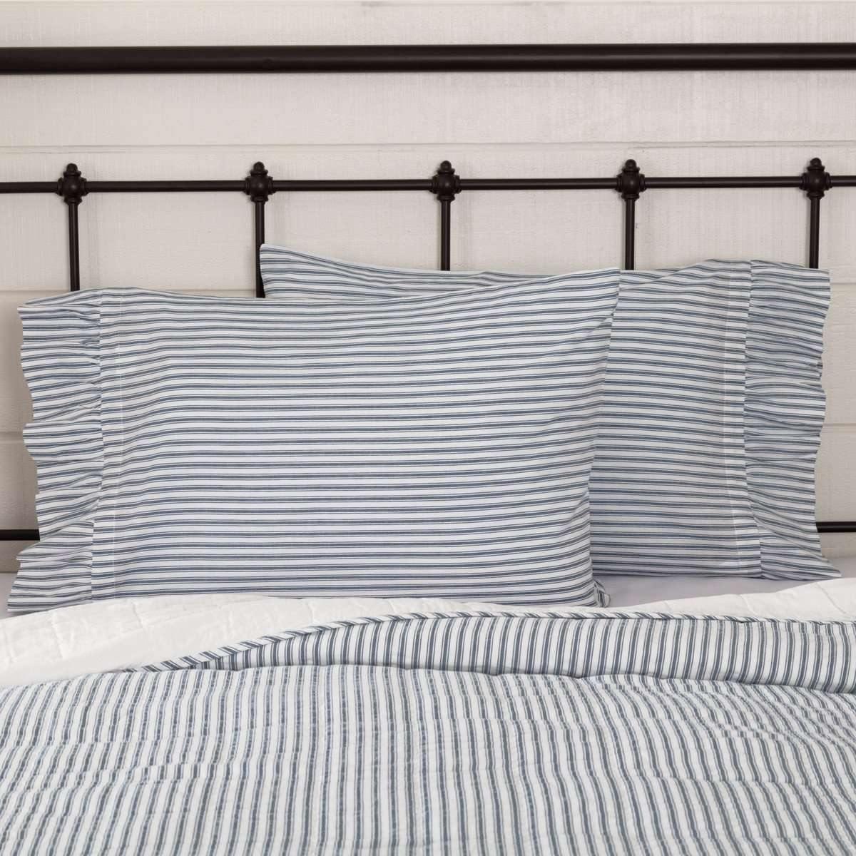 Sawyer Mill Blue Ticking Stripe Standard Pillow Case Set of 2 21x30 VHC Brands - The Fox Decor