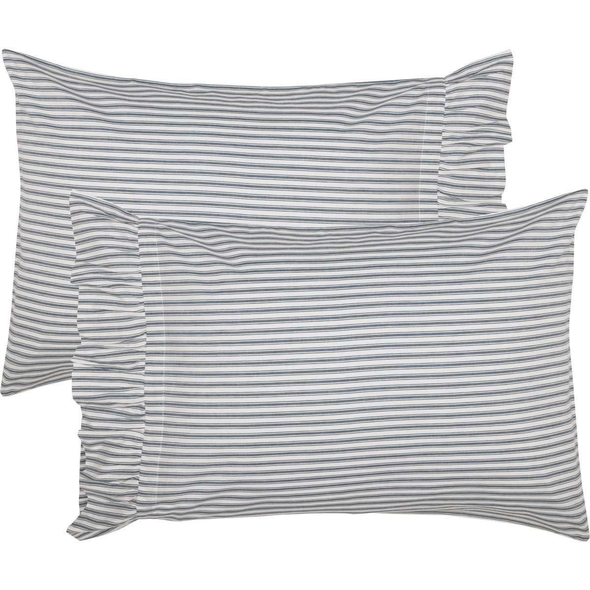 Sawyer Mill Blue Ticking Stripe Standard Pillow Case Set of 2 21x30 VHC Brands - The Fox Decor
