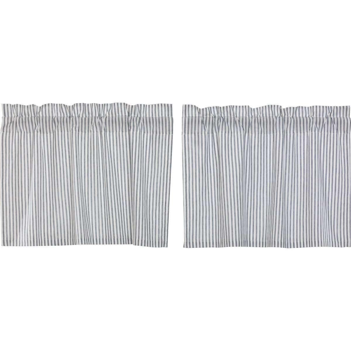 Sawyer Mill Blue Ticking Stripe Tier Curtain Set of 2 L24xW36 VHC Brands - The Fox Decor
