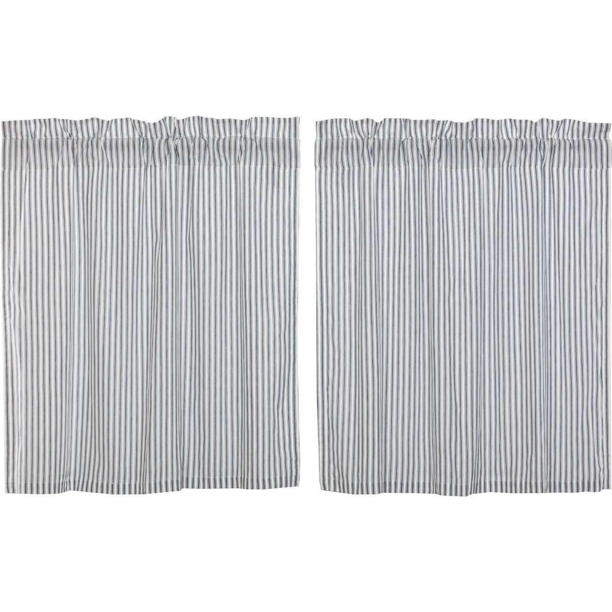 Sawyer Mill Blue Ticking Stripe Tier Curtain Set of 2 L36xW36 VHC Brands - The Fox Decor