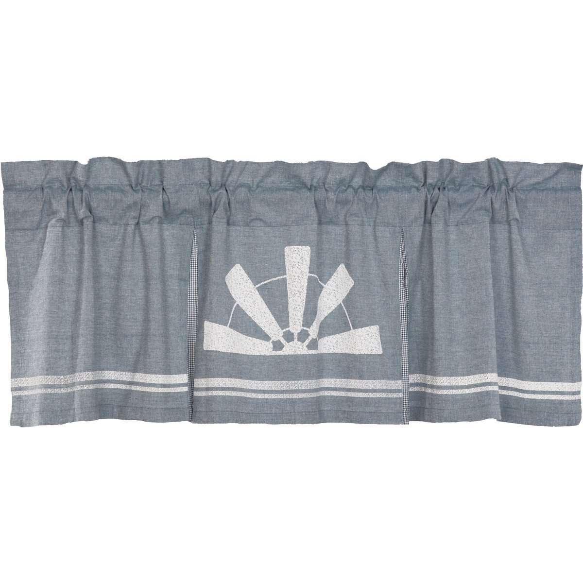 Sawyer Mill Blue Windmill Valance Curtain Pleated VHC Brands - The Fox Decor