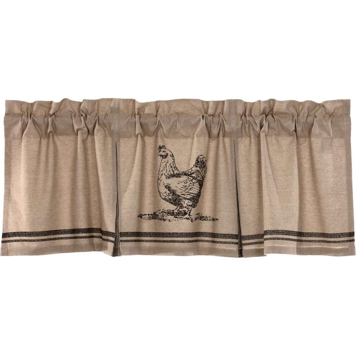 Sawyer Mill Charcoal Chicken Valance Pleated Curtain 20x60 VHC Brands - The Fox Decor