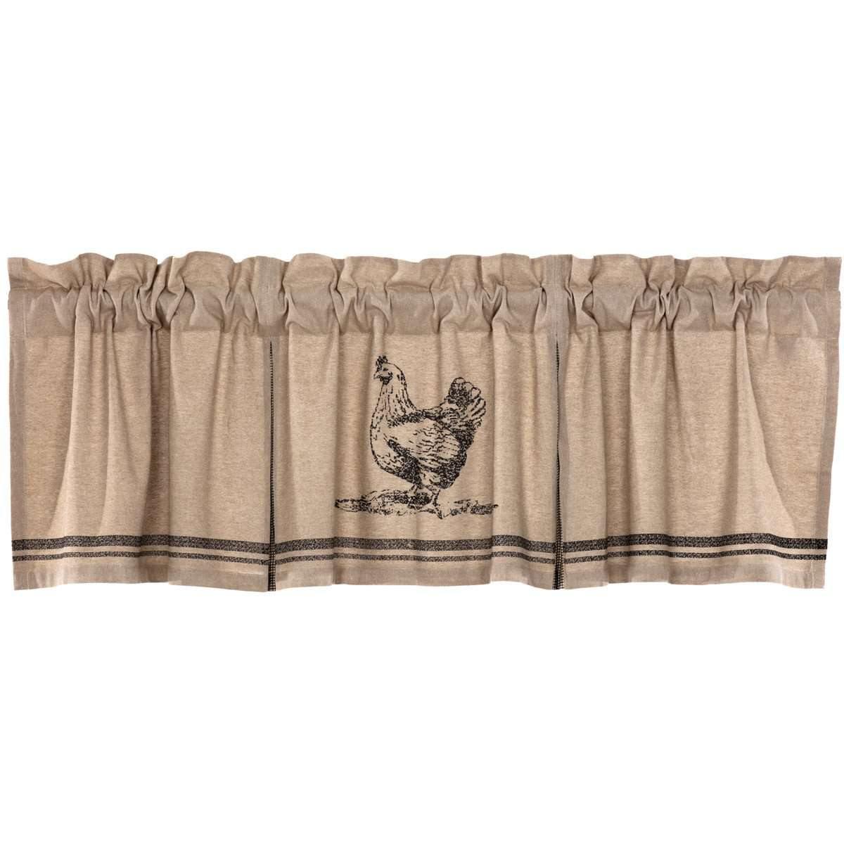 Sawyer Mill Charcoal Chicken Valance Pleated Curtain 20x72 VHC Brands - The Fox Decor