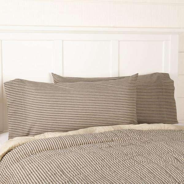 Sawyer Mill Charcoal Ticking Stripe King Pillow Case Set of 2 21x40