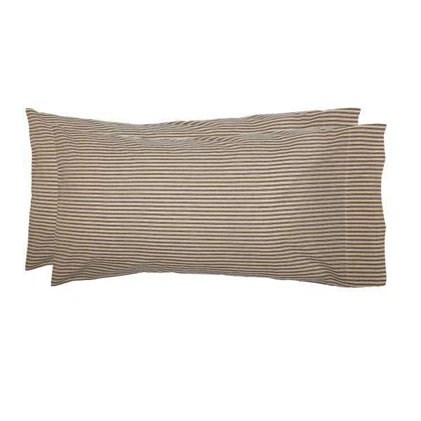 Sawyer Mill Charcoal Ticking Stripe King Pillow Case Set of 2 21x40 VHC Brands - The Fox Decor