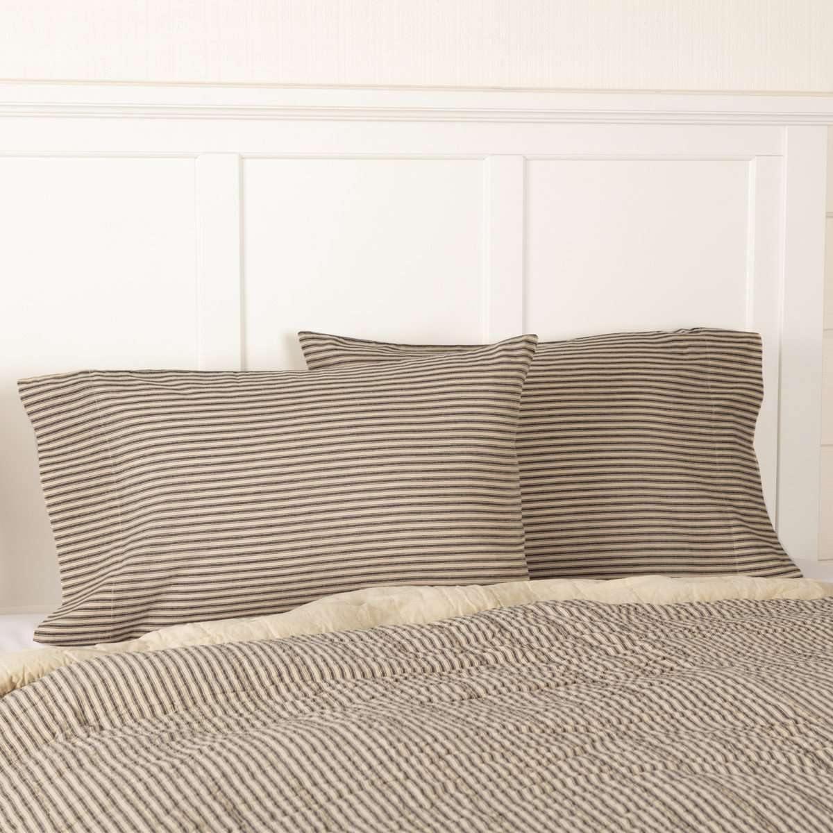 Sawyer Mill Charcoal Ticking Stripe Standard Pillow Case Set of 2 21x30 VHC Brands - The Fox Decor