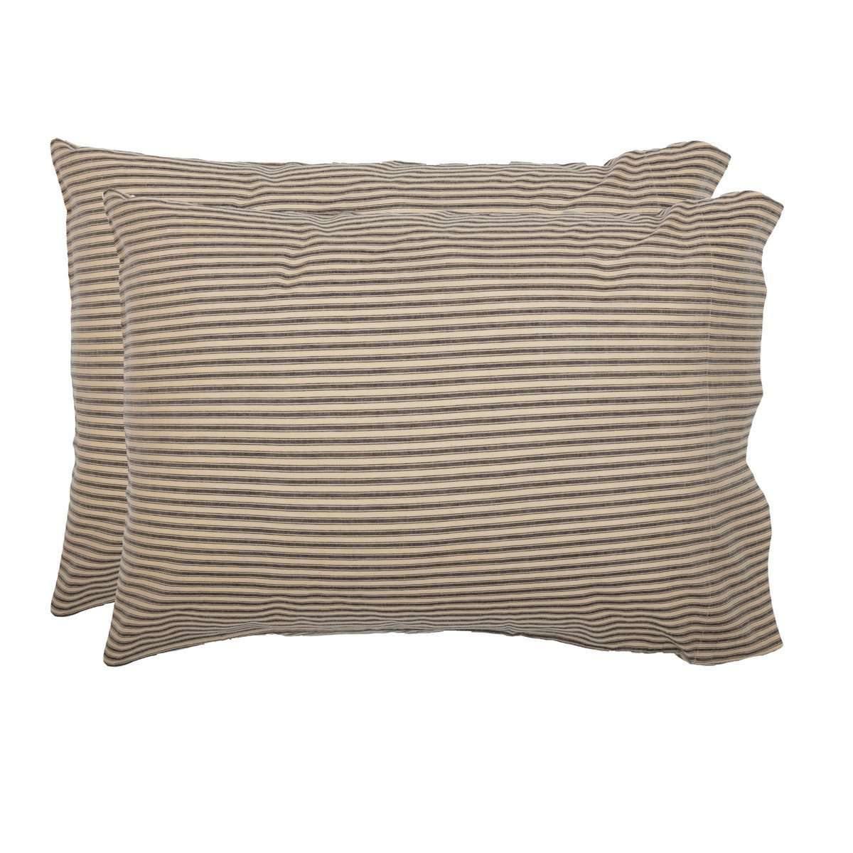 Sawyer Mill Charcoal Ticking Stripe Standard Pillow Case Set of 2 21x30 VHC Brands - The Fox Decor
