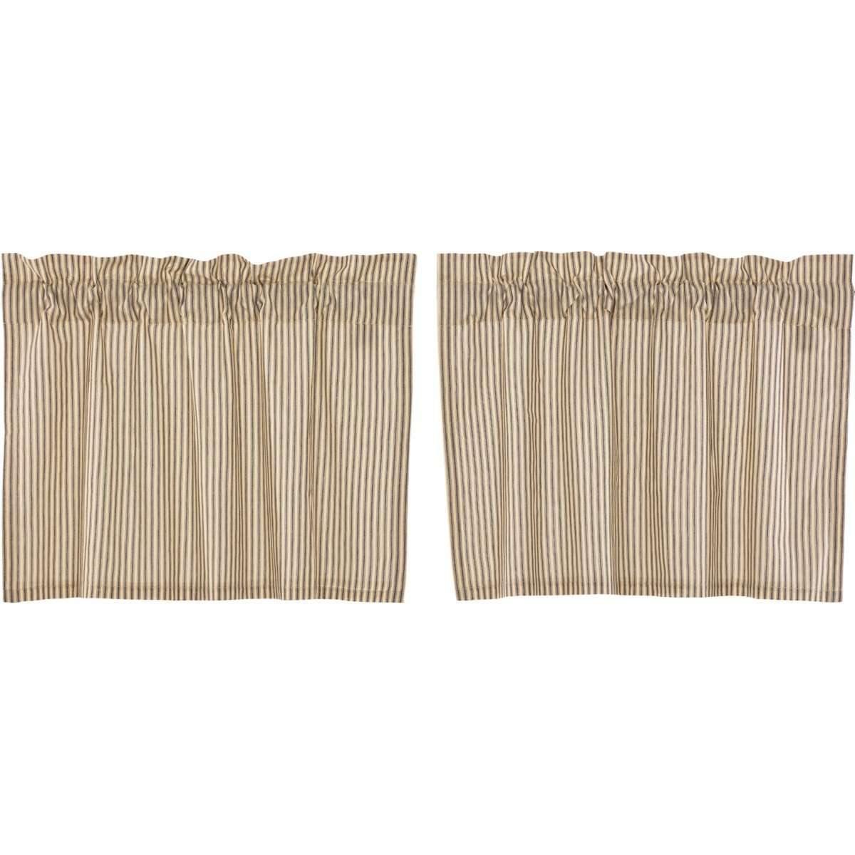 Sawyer Mill Charcoal Ticking Stripe Tier Curtain Set of 2 L24xW36 VHC Brands - The Fox Decor