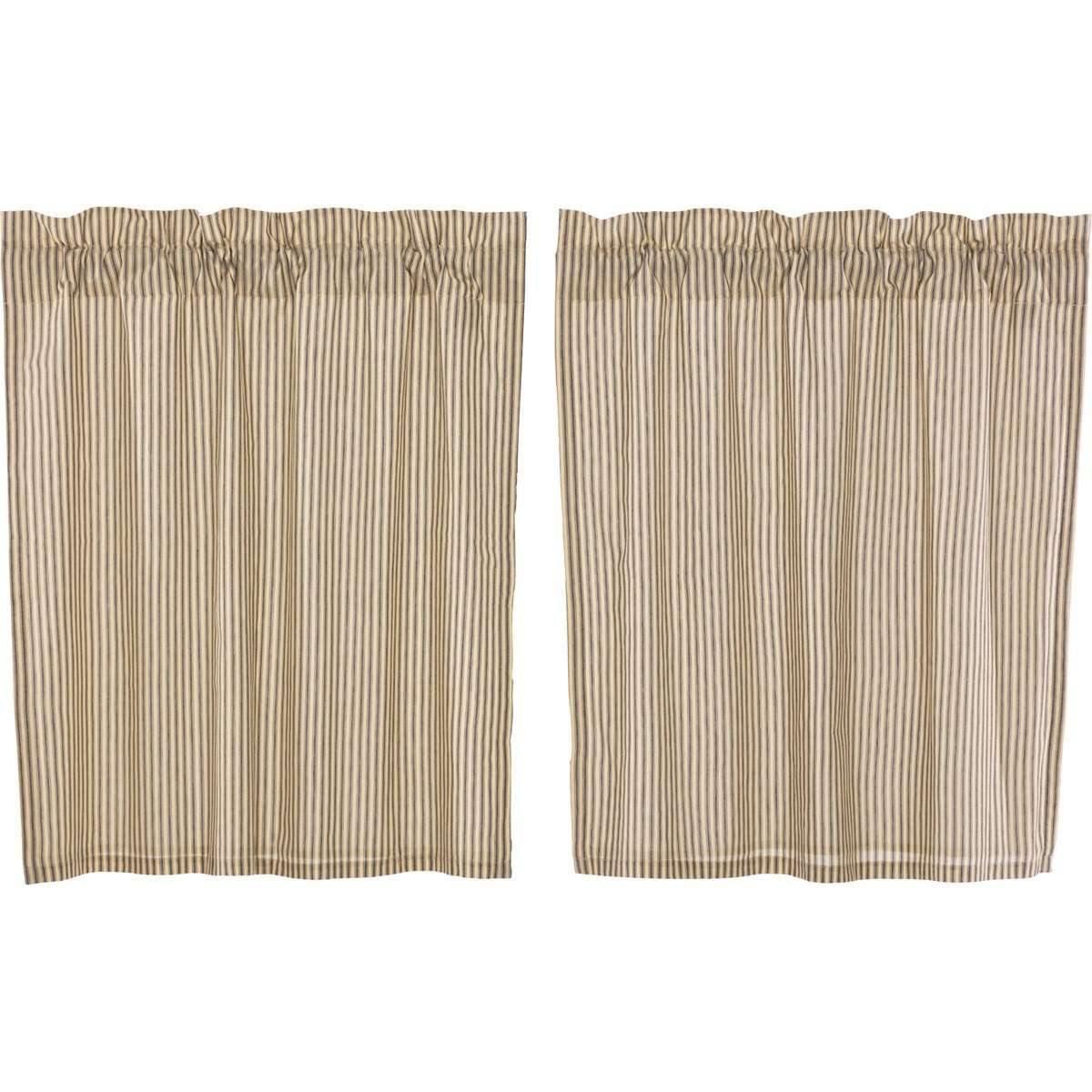 Sawyer Mill Charcoal Ticking Stripe Tier Curtain Set of 2 L36xW36 VHC Brands - The Fox Decor