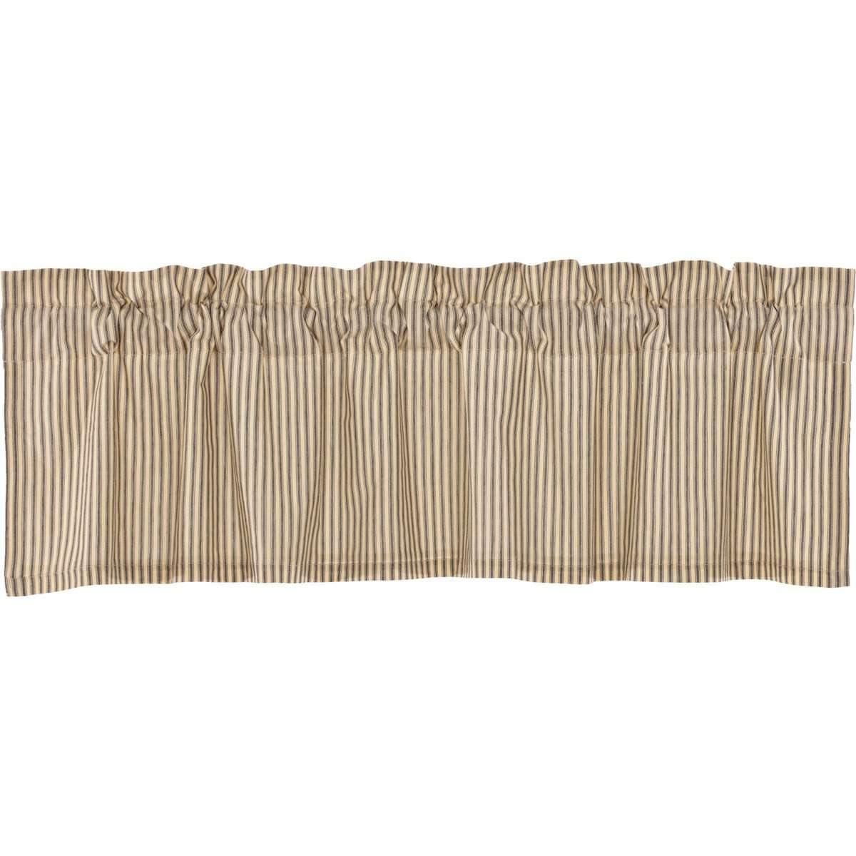 Sawyer Mill Charcoal Ticking Stripe Valance Curtain 16x60 VHC Brands - The Fox Decor