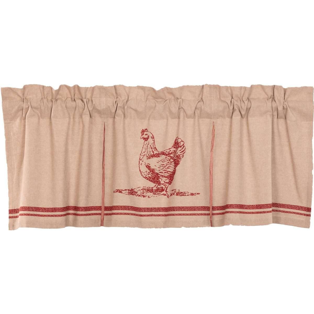 Sawyer Mill Red Chicken Valance Pleated Curtain 20x60 VHC Brands - The Fox Decor