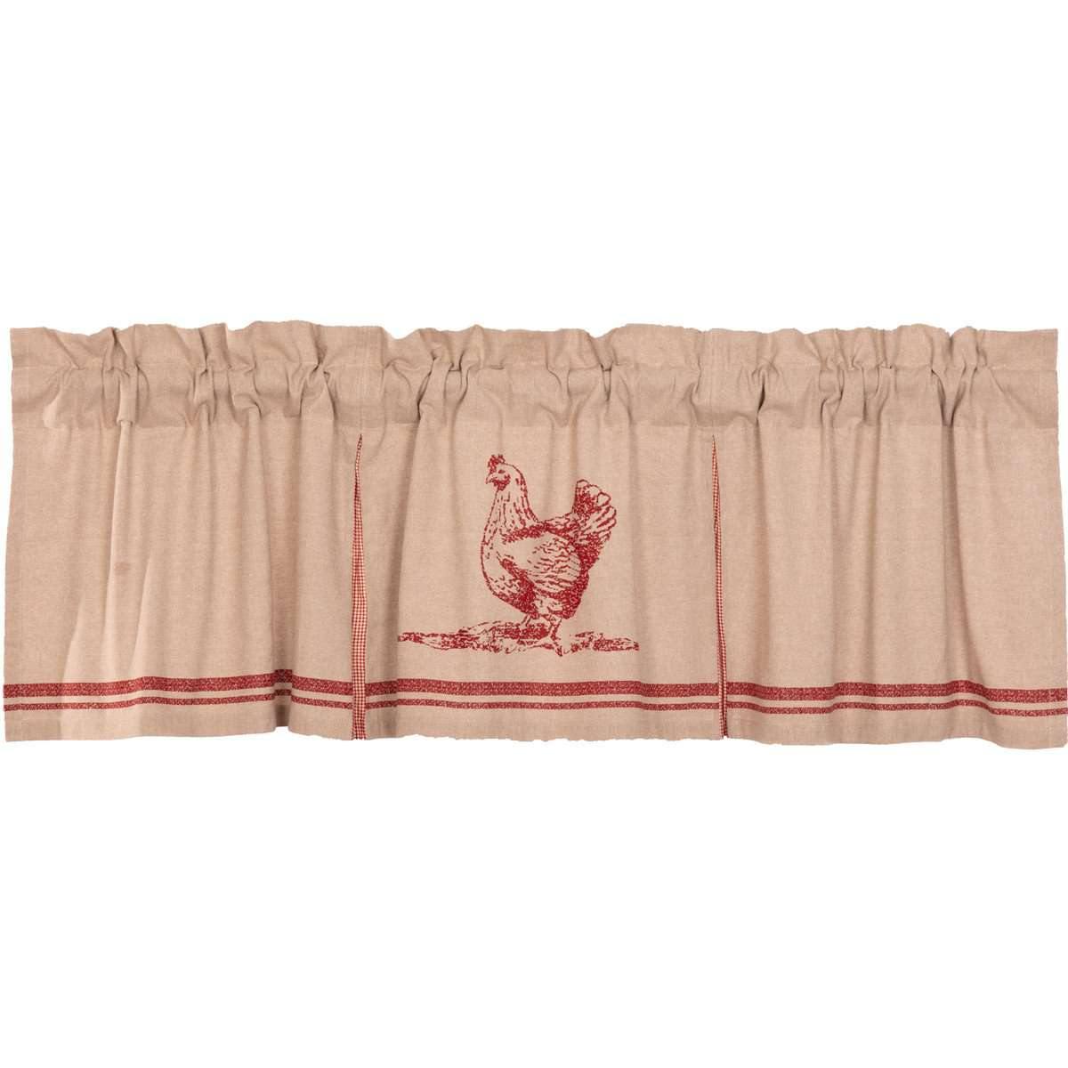 Sawyer Mill Red Chicken Valance Pleated Curtain 20x72 VHC Brands - The Fox Decor