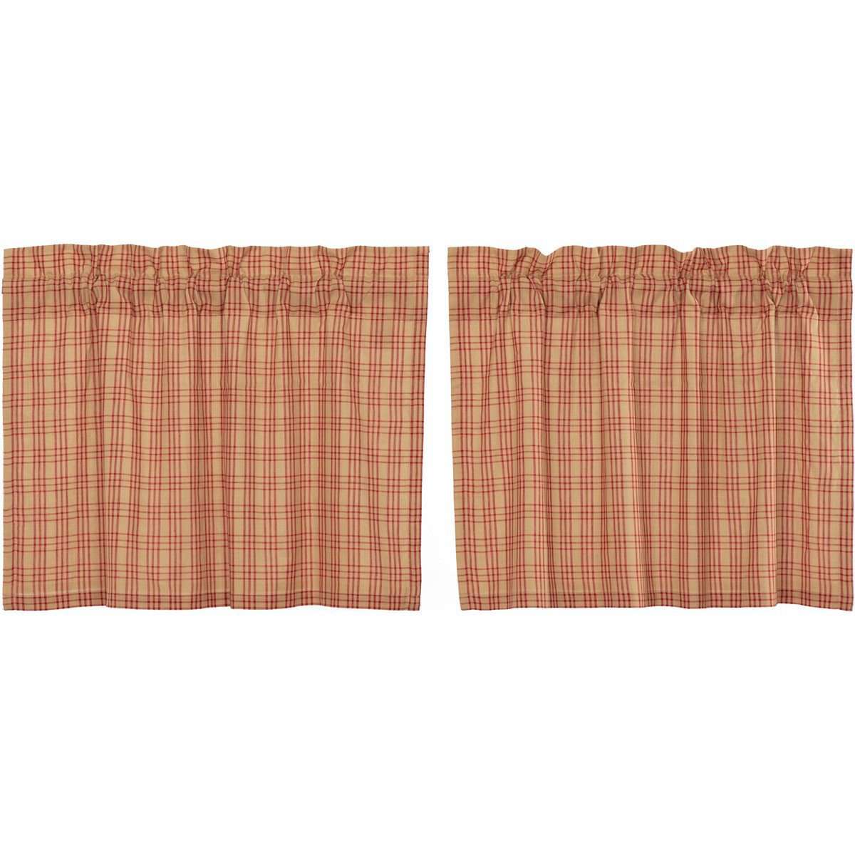 Sawyer Mill Red Plaid Tier Curtain Set VHC Brands - The Fox Decor