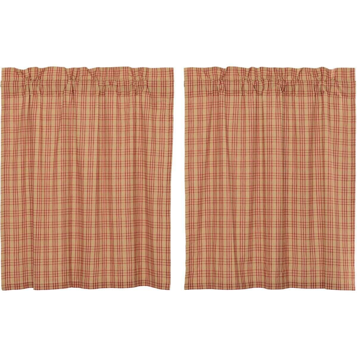 Sawyer Mill Red Plaid Tier Curtain Set VHC Brands - The Fox Decor