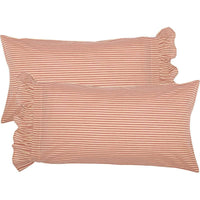 Thumbnail for Sawyer Mill Red Ticking Stripe King Pillow Case Set of 2 21x40 VHC Brands - The Fox Decor