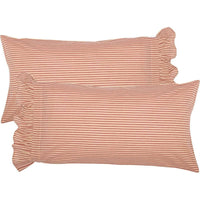 Thumbnail for Sawyer Mill Red Ticking Stripe King Pillow Case Set of 2 21x40 VHC Brands - The Fox Decor