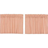 Sawyer Mill Red Ticking Stripe Tier Curtain Set of 2 L24xW36 VHC Brands - The Fox Decor